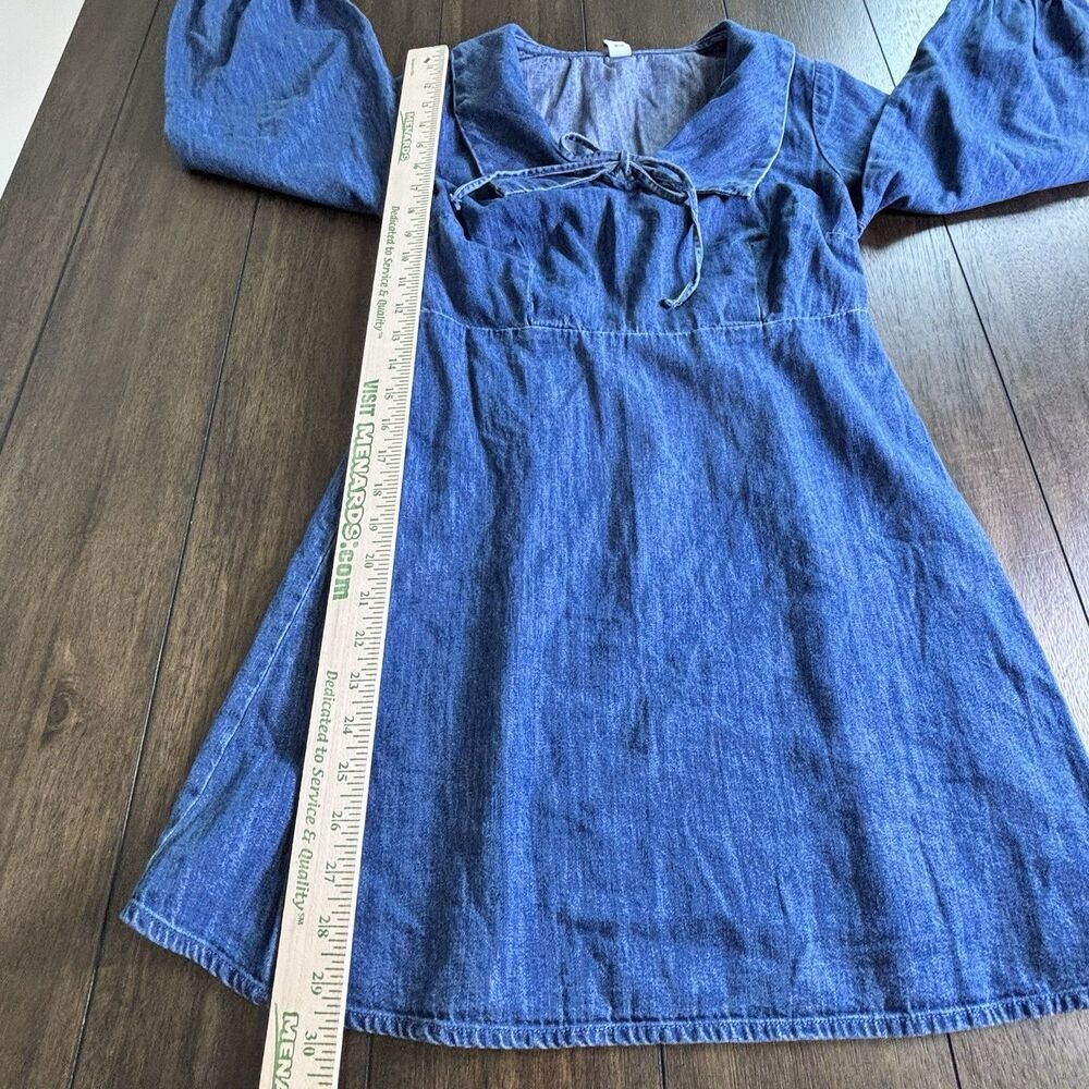 Old Navy Denim Dress Womens Petite S Fit & Flare Long Sleeve Collared Mini NEW! - Picture 6 of 10